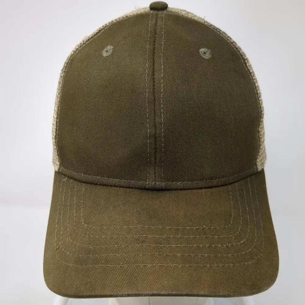 George Trucker Hat Green OSFM Mesh Back Snapback Blank Solid Plain Adjustable